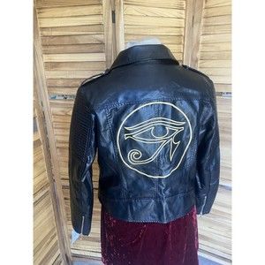 NWT Eye Of Horus Moto Vegan Leather Jacket In X Out XXL 2x